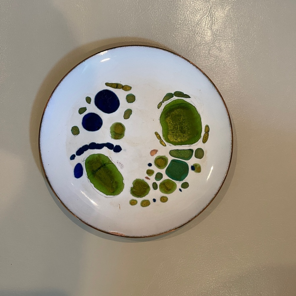 Vintage Mid Century Elizabeth Madley Modern Art Enamel on Copper Dish